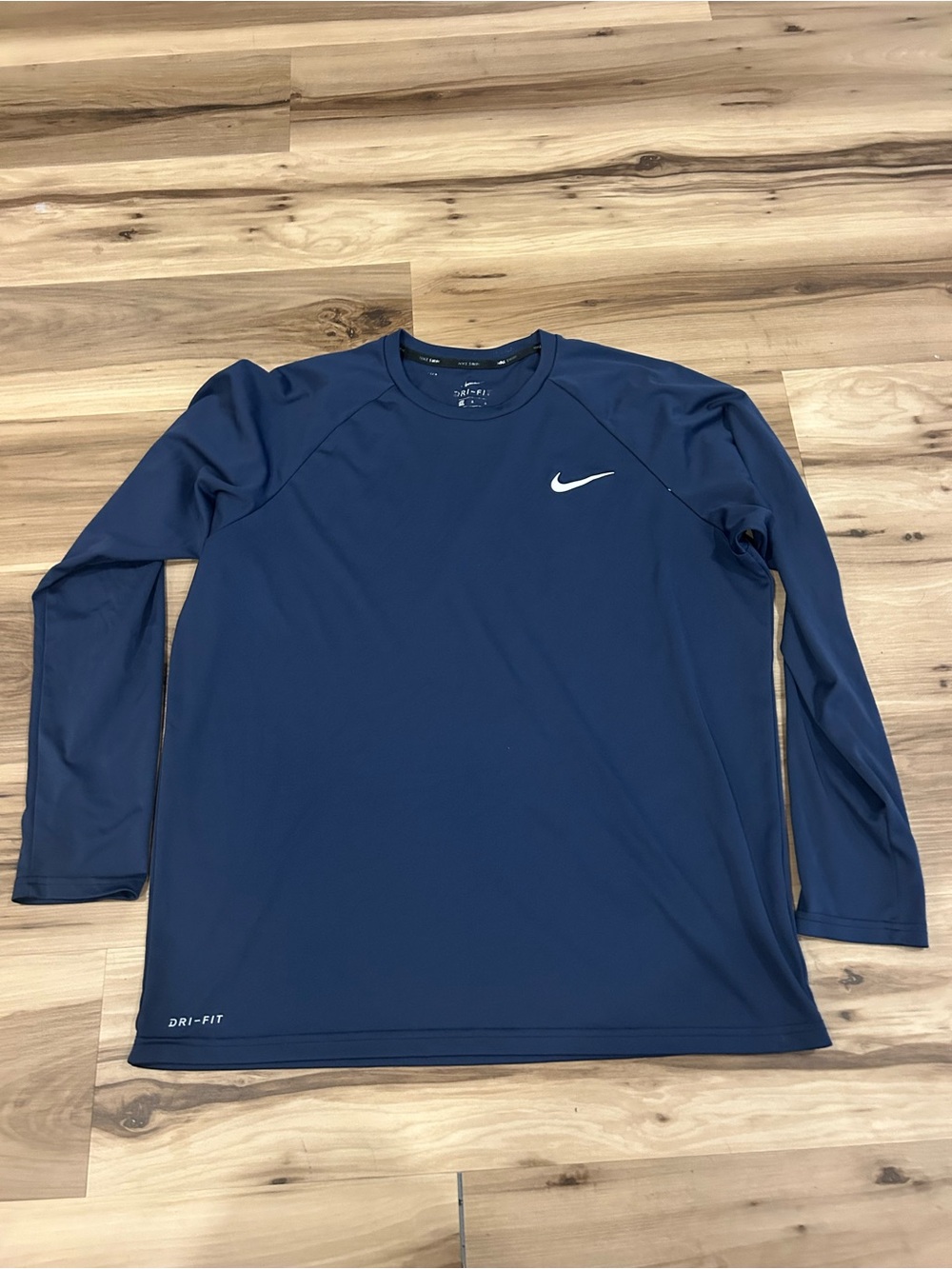 Nike Long Sleeve Dri-FIT Shirt - Navy Blue with White Swoosh